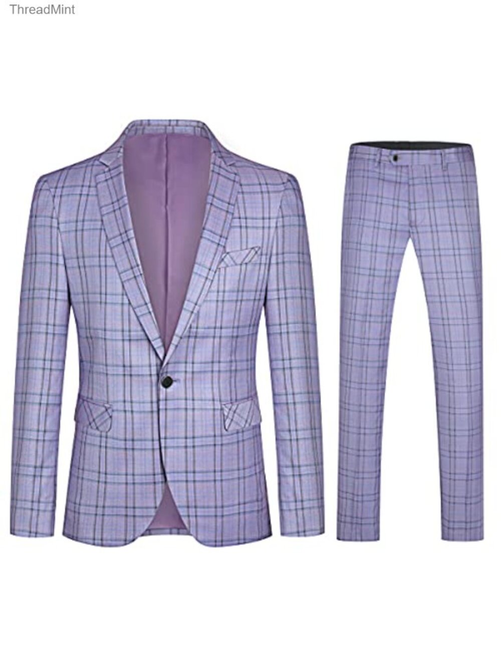 Mens 2 Piece Plaid Suit Set Slim Fit Checkered Suit Blazer and Pants